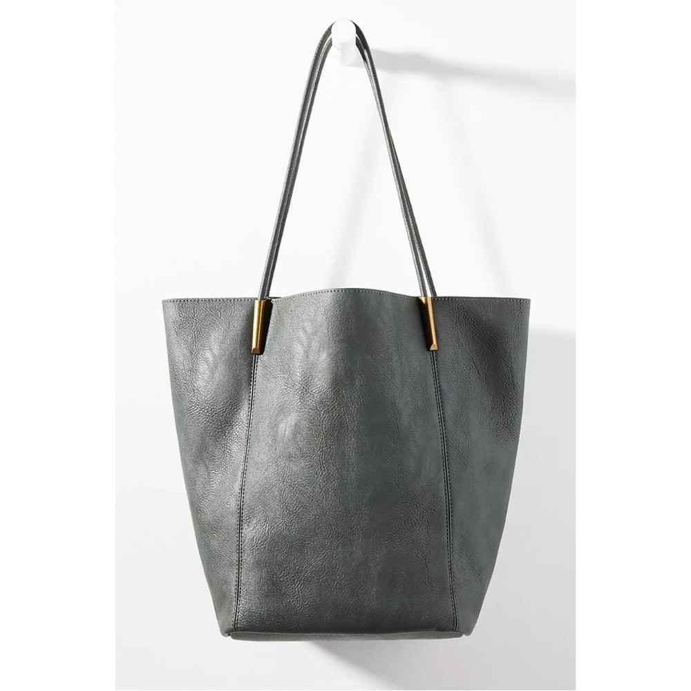 NWT Anthropologie The Large Akimbo Tote Bag Dark Green Matching Cosmetic Bag